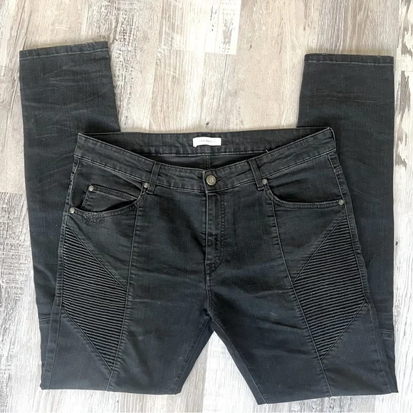 Balmain Mens Skinny Biker Jeans Size 38x32 Stretch Distressed Denim